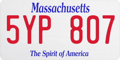 MA license plate 5YP807