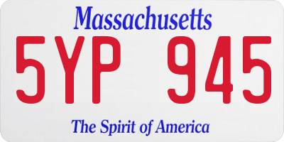 MA license plate 5YP945