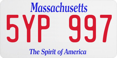 MA license plate 5YP997