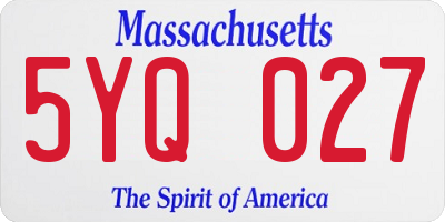 MA license plate 5YQ027