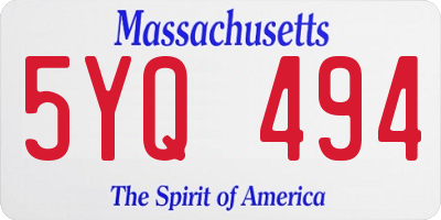 MA license plate 5YQ494