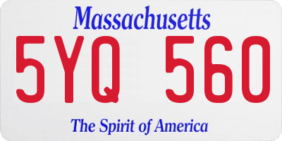 MA license plate 5YQ560