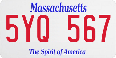 MA license plate 5YQ567