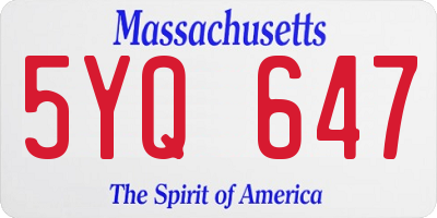 MA license plate 5YQ647