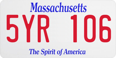 MA license plate 5YR106
