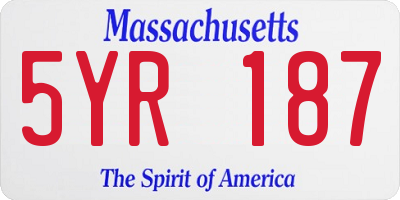 MA license plate 5YR187
