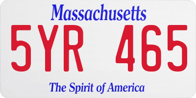 MA license plate 5YR465