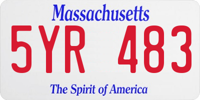 MA license plate 5YR483
