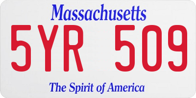 MA license plate 5YR509