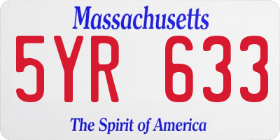 MA license plate 5YR633