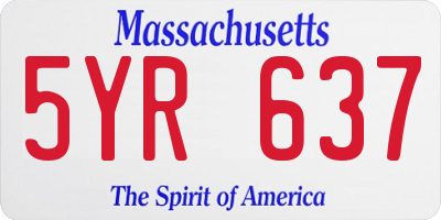 MA license plate 5YR637