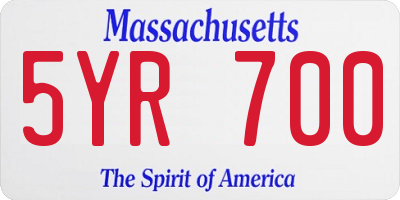 MA license plate 5YR700