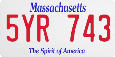 MA license plate 5YR743
