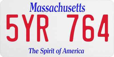 MA license plate 5YR764