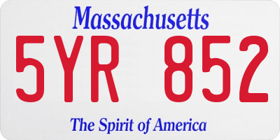 MA license plate 5YR852