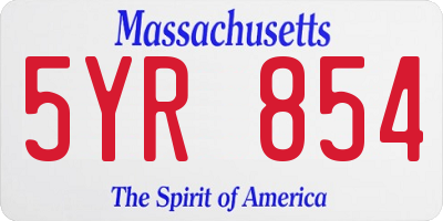 MA license plate 5YR854