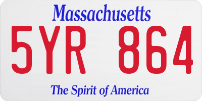 MA license plate 5YR864