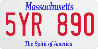 MA license plate 5YR890