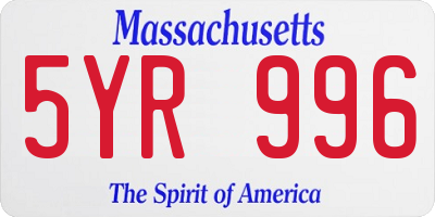 MA license plate 5YR996