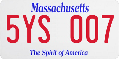 MA license plate 5YS007