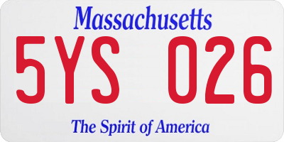MA license plate 5YS026