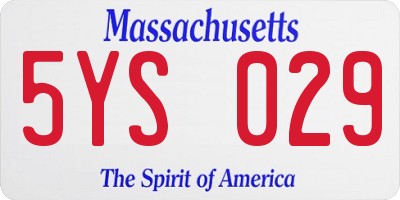 MA license plate 5YS029