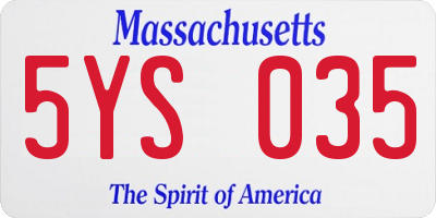 MA license plate 5YS035