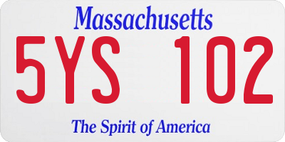 MA license plate 5YS102