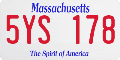 MA license plate 5YS178