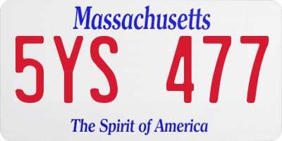 MA license plate 5YS477