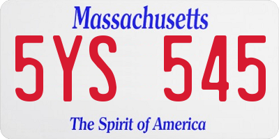 MA license plate 5YS545