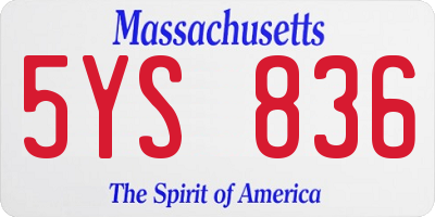MA license plate 5YS836