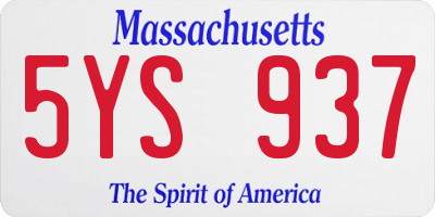 MA license plate 5YS937