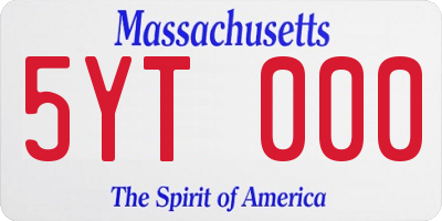 MA license plate 5YT000