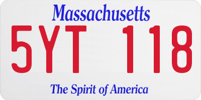MA license plate 5YT118