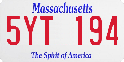 MA license plate 5YT194