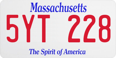 MA license plate 5YT228