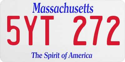 MA license plate 5YT272