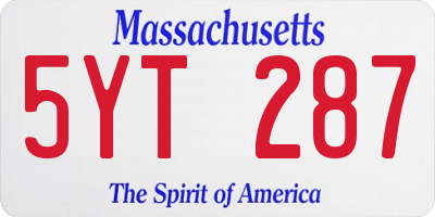 MA license plate 5YT287