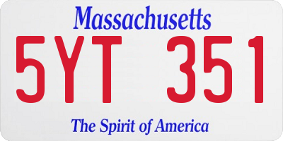MA license plate 5YT351