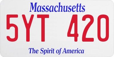 MA license plate 5YT420