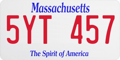 MA license plate 5YT457