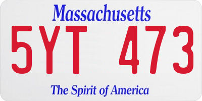 MA license plate 5YT473