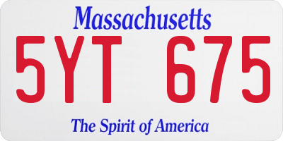 MA license plate 5YT675