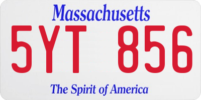 MA license plate 5YT856