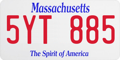 MA license plate 5YT885