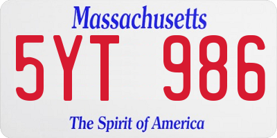 MA license plate 5YT986