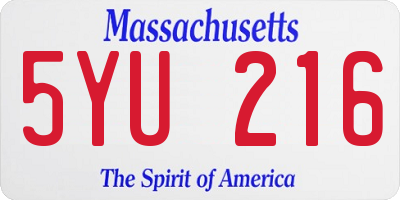 MA license plate 5YU216