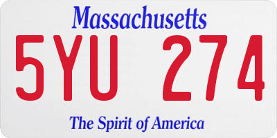 MA license plate 5YU274