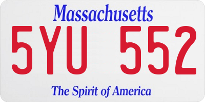 MA license plate 5YU552